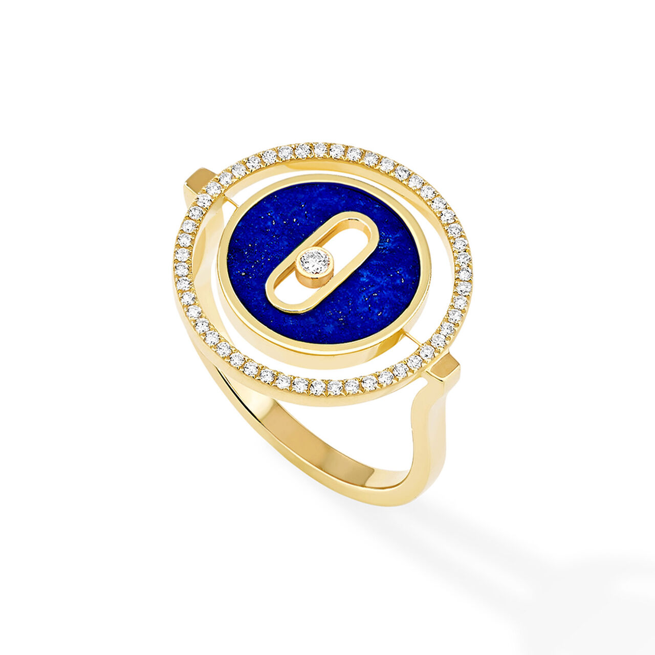 Messika Lucky Move Small Yellow Gold Lapis & Diamond Pav&eacute; Ring 11951 YG Angles image number 1